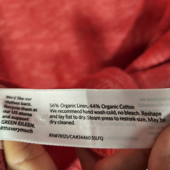 Eileen Fisher Organic Linen Cotton Blend Light Knit Sweater S Salmon Pink‎ Beach - Picture 4 of 7